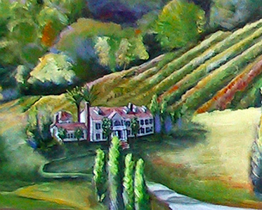 Detail of client's home in the Painting