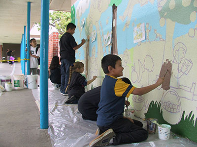 Students working on mural
      ></p>
      <a href= 