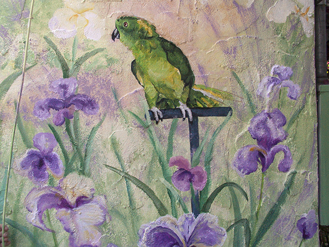 Detail of painted parrot