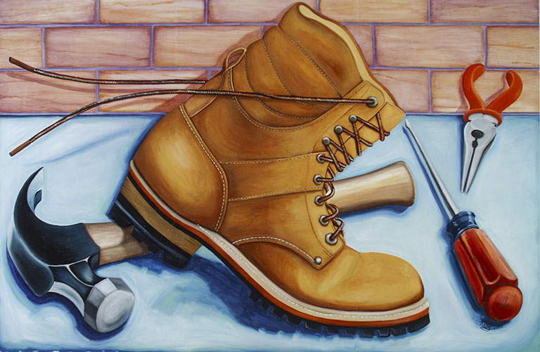 Workboot Warehouse Facade Improvement painted mural of boot 1